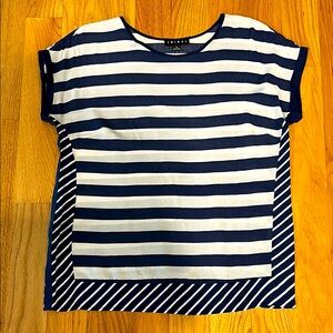Tribal Navy and White Striped Top